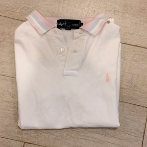 Ralph Lauren womens polo shirt pink collar size small